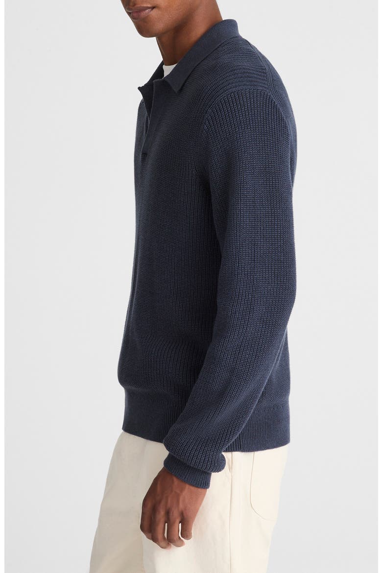 Shaker Stitch Cotton Sweater Polo, Alternate, color, COOL NAVY