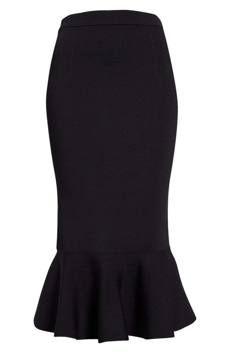 McQueen Flounce Hem Rib Pencil Skirt, Alternate, color, 