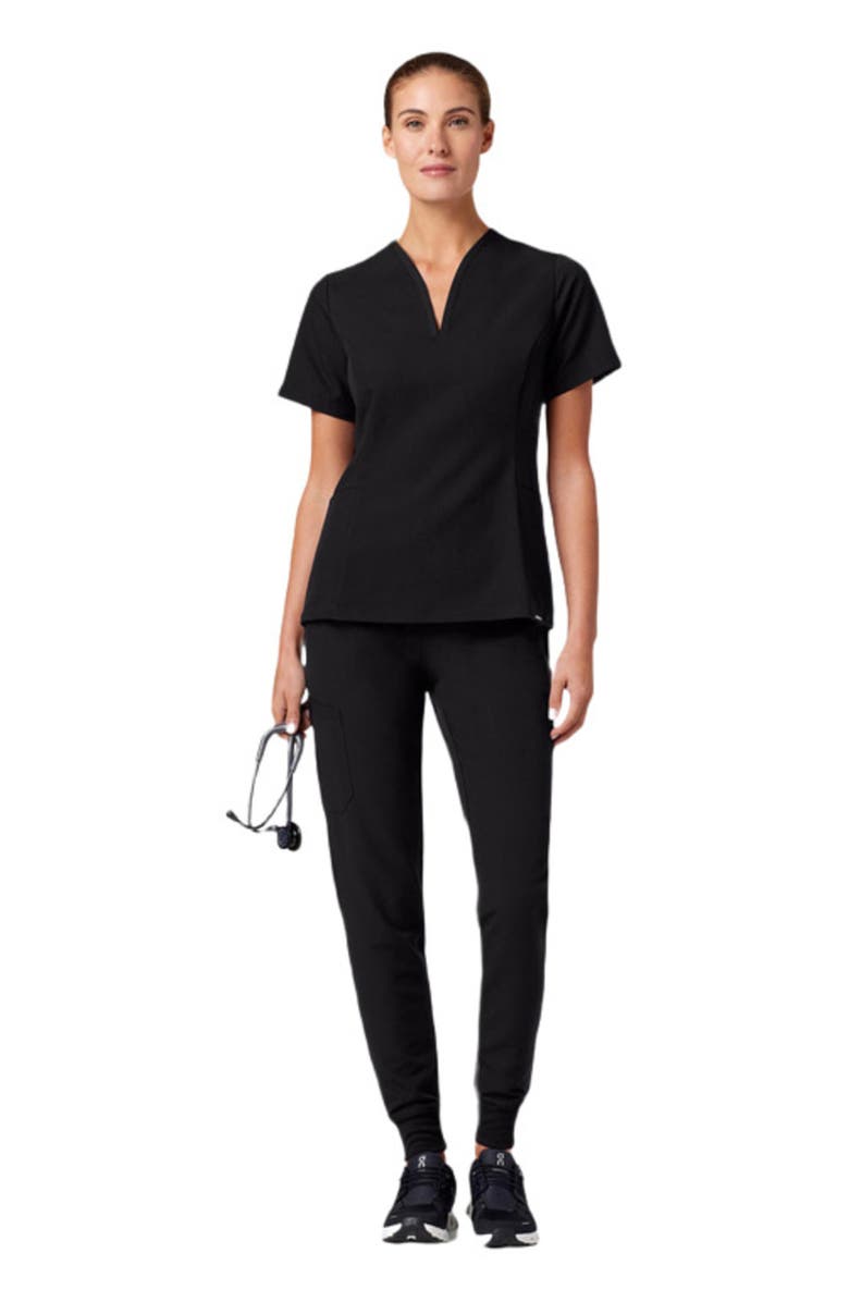 JAANUU Calix Women's 2-Pocket Tailored V-Neck Scrub Top, Main, color, Black