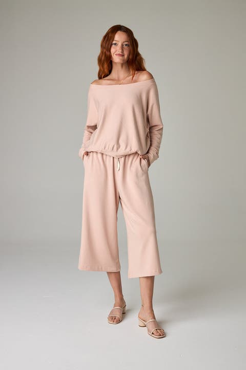 Baikal Eco-Luxe Fleece Off-Shoulder Crop Top - Cloud-Soft Comfort