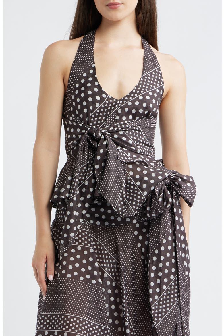 Leandra Tie Waist Halter Camisole, Main, color, DARK BROWN