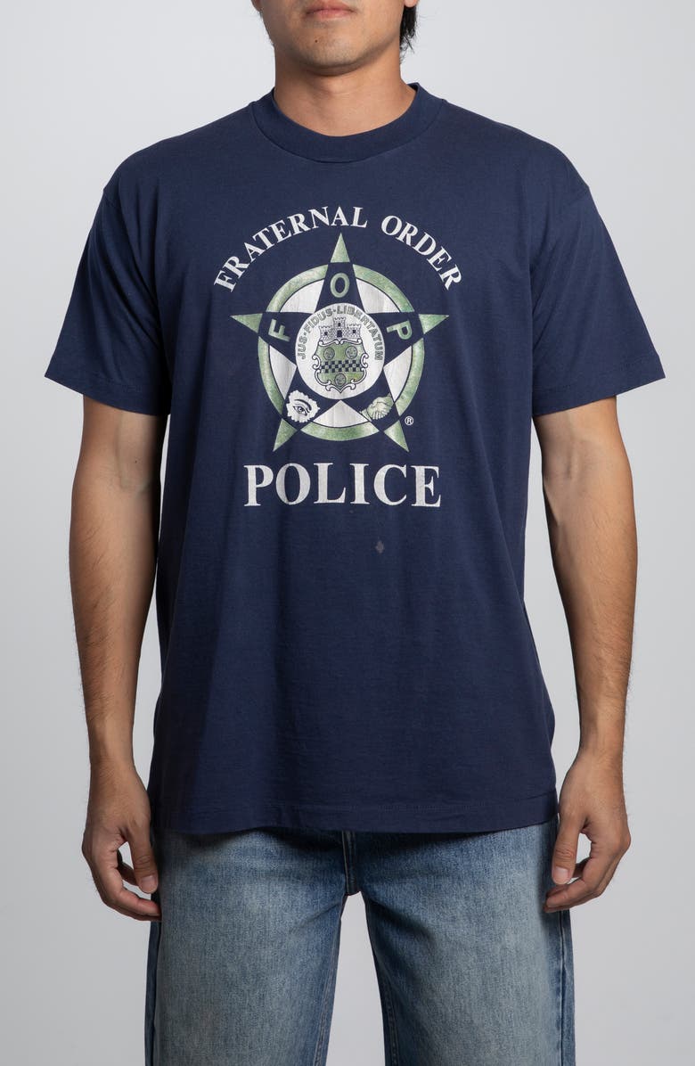 Elwood Vintage Fraternal Order Police Tee, Main, color, Navy
