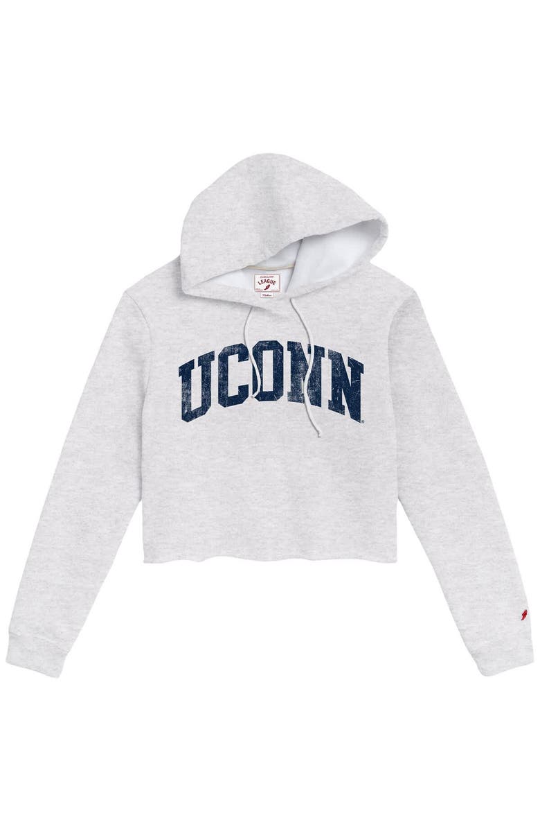 LEAGUE COLLEGIATE WEAR Women's League Collegiate Wear Ash UConn Huskies 2-Hit 1636 Cropped Pullover Hoodie, Alternate, color, 