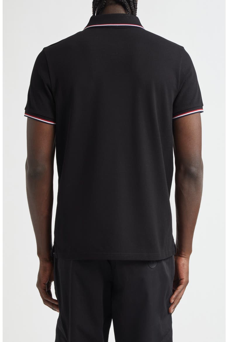 Tipped Cotton Piqué Polo, Alternate, color, BLACK