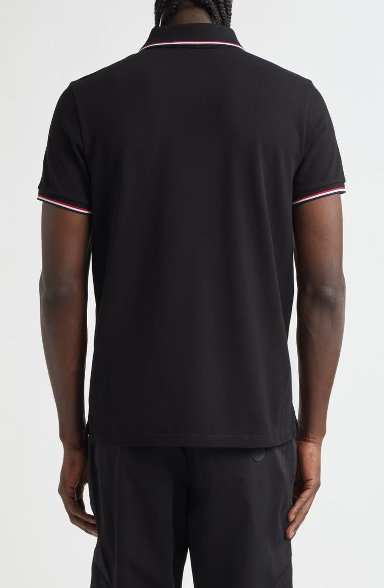 Moncler Tipped Cotton Piqué Polo, Alternate, color, Black