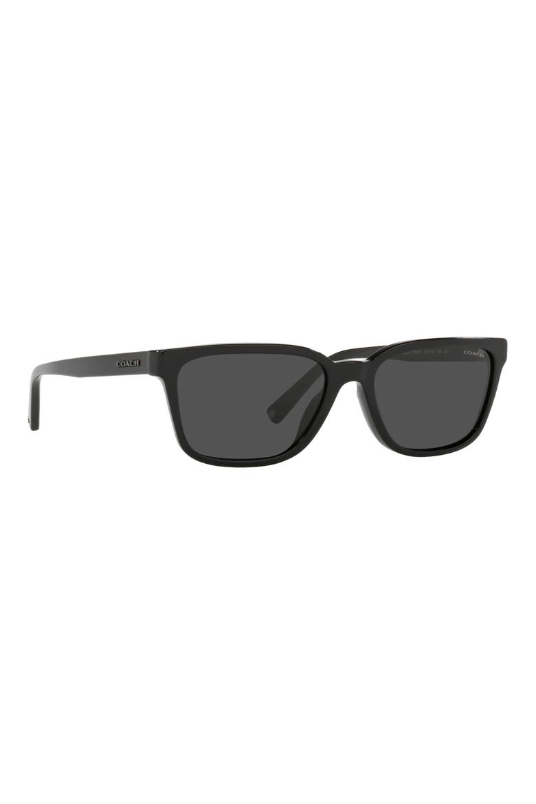 57mm Rectangular Sunglasses, Alternate, color, BLACK / DARK GREY SOLID