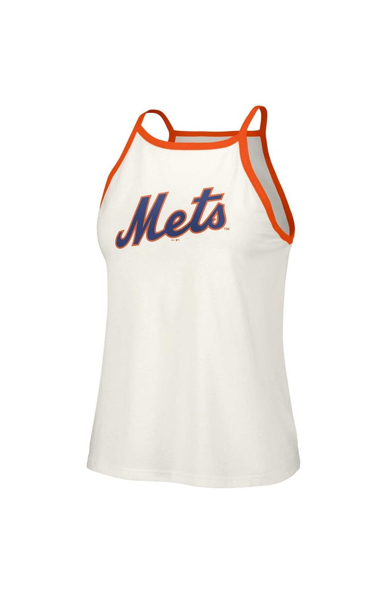 LUSSO Women's Lusso  White New York Mets Nadine Halter Tank Top, Alternate, color, 