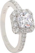 SUZY LEVIAN Sterling Silver CZ Halo Engagement Ring