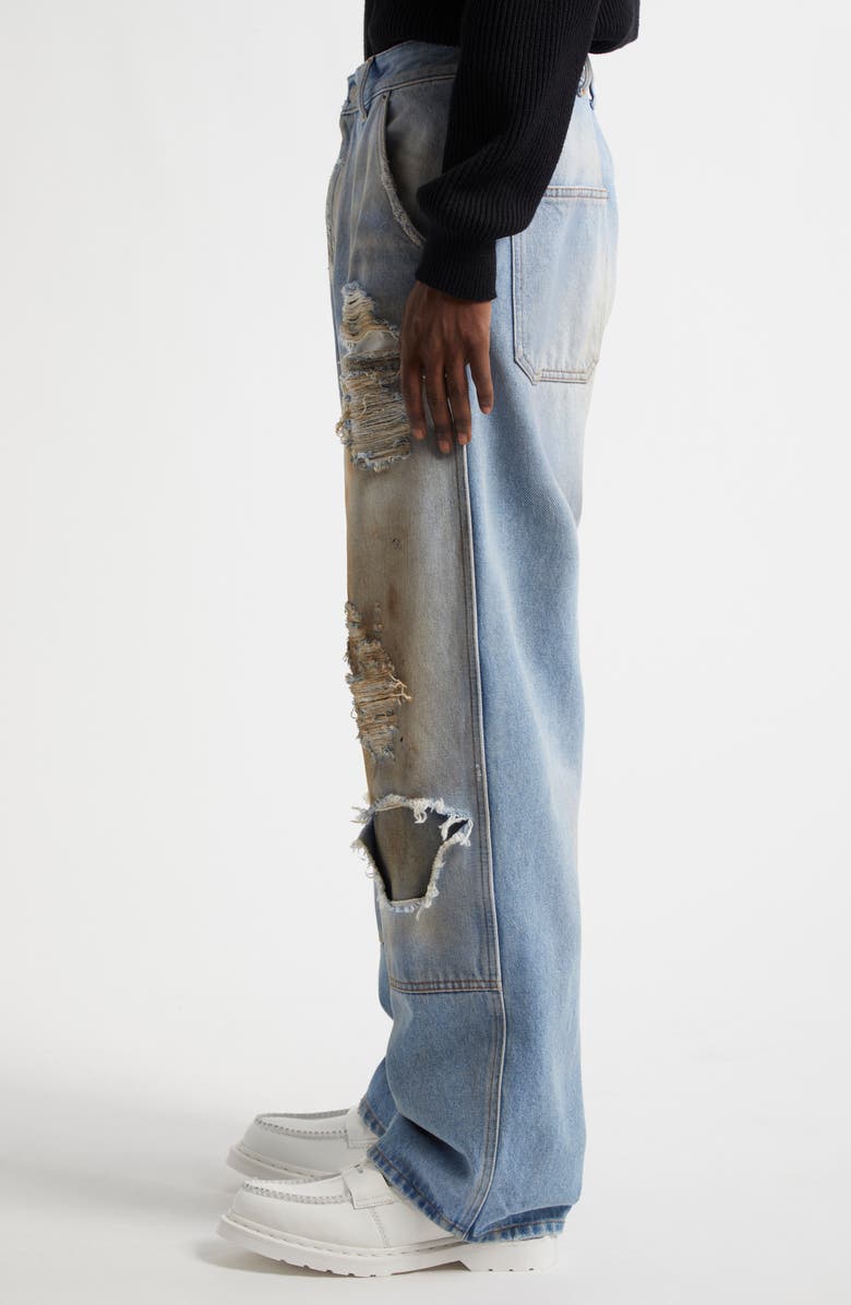 MM6 Maison Margiela Rip & Repair Straight Leg Jeans, Alternate, color, Medium Blue