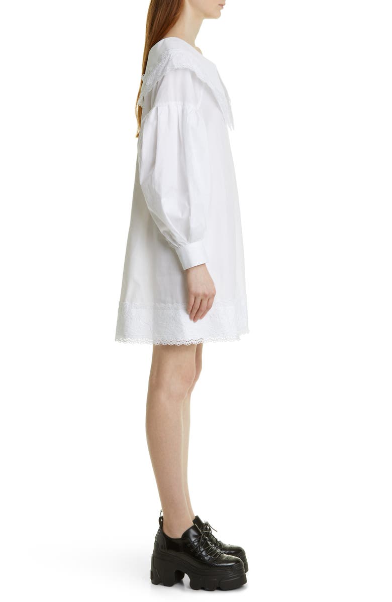 Simone Rocha Open Neck Long Sleeve Cotton Poplin Shirtdress, Alternate, color, 