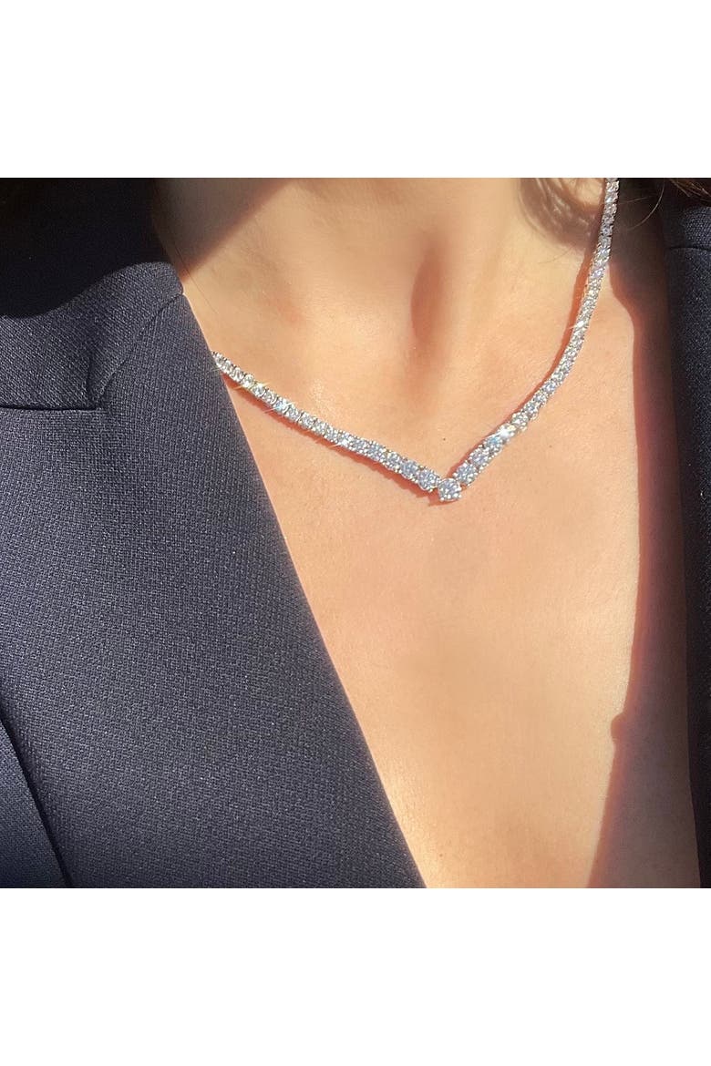 The Valentina Graduated V Tennis Necklace, Alternate, color, Silver