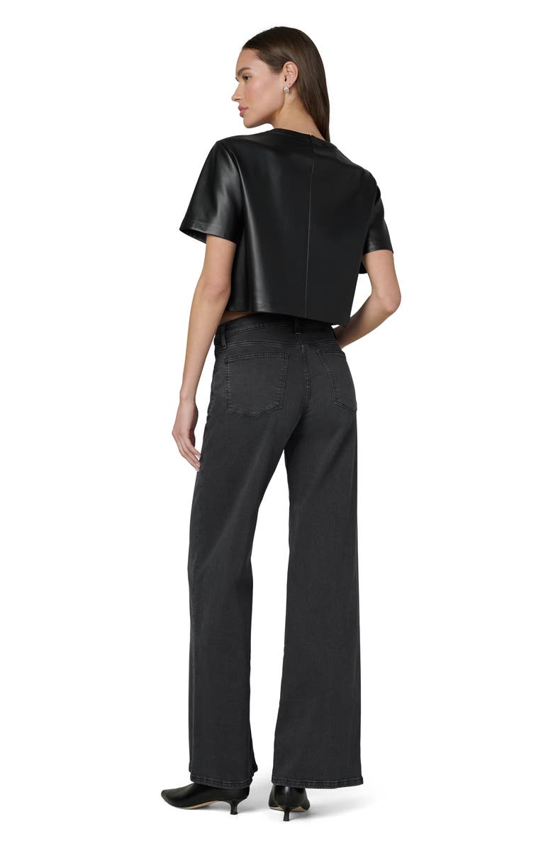 Joe's The Boxy Crop Faux Leather T-Shirt, Alternate, color, Black