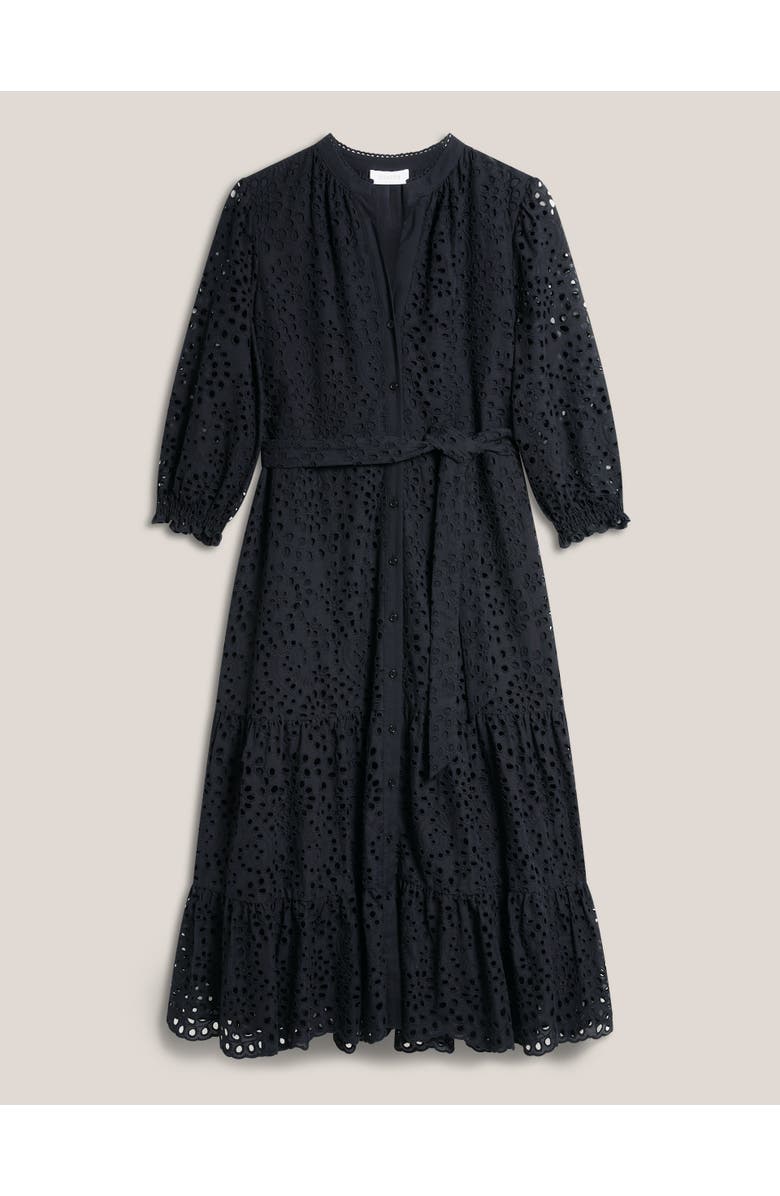 HOBBS LONDON Cianna Tiered Broderie Midi Dress, Alternate, color, Navy