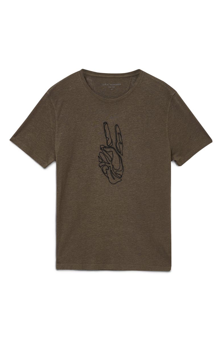 John Varvatos Peace Linen Blend T-Shirt, Alternate, color, Teakwood