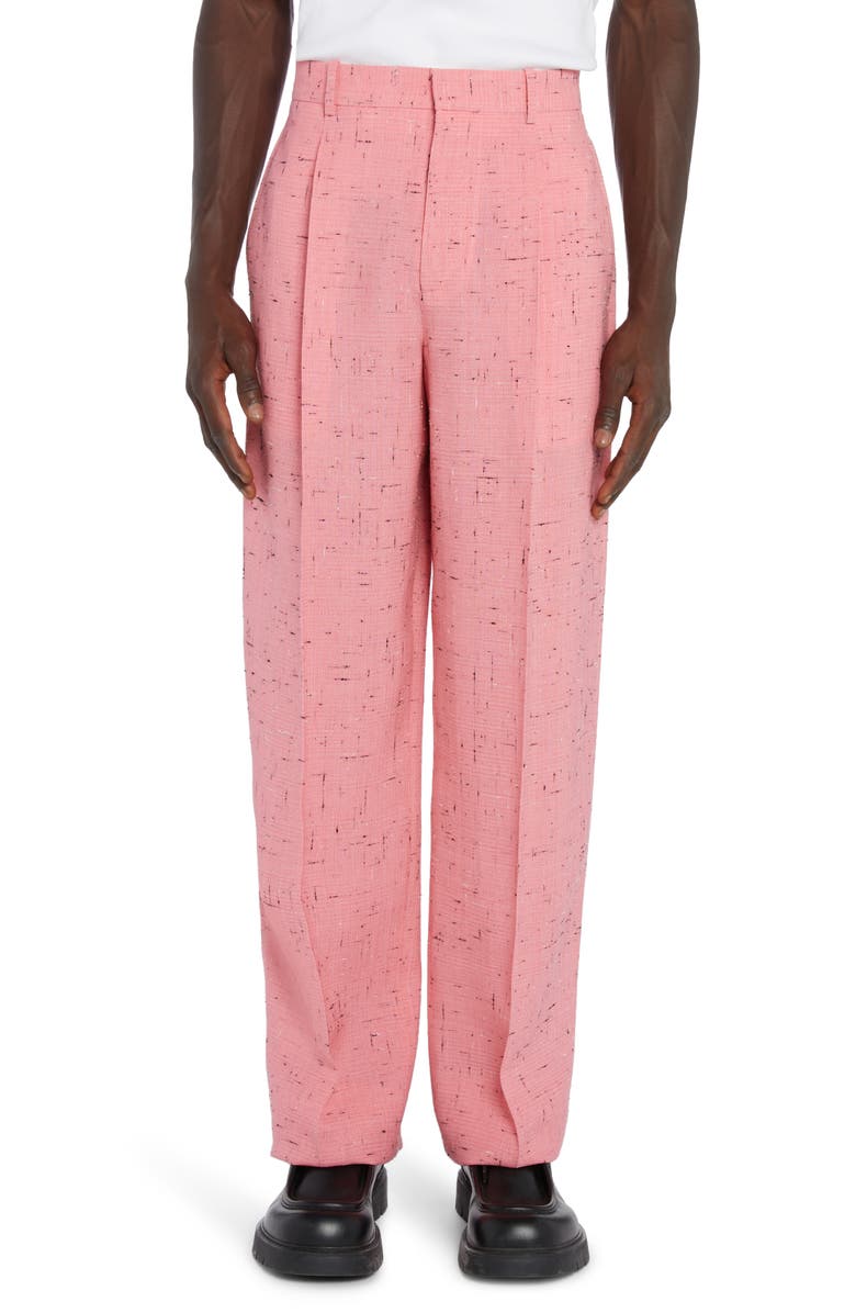 Bottega Veneta Pleated Crosshatch Viscose Blend Pants, Main, color, 