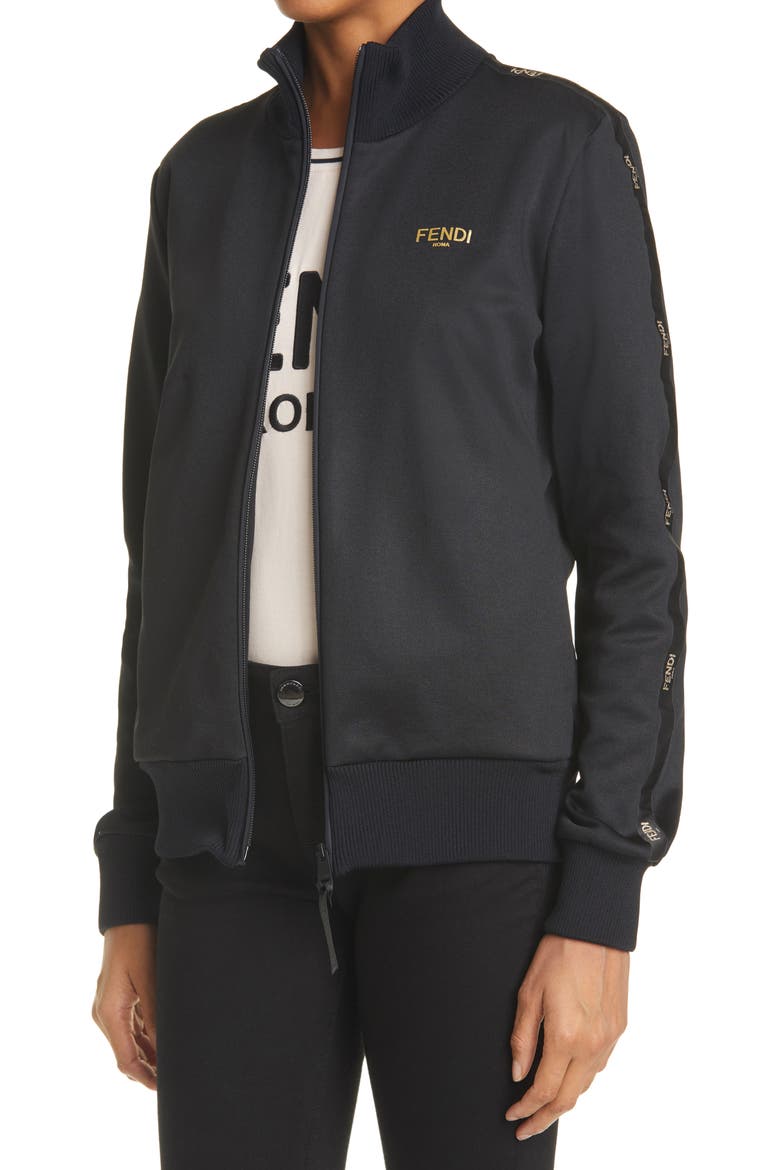 Logo Jersey Piqué Track Jacket, Alternate, color, BLACK