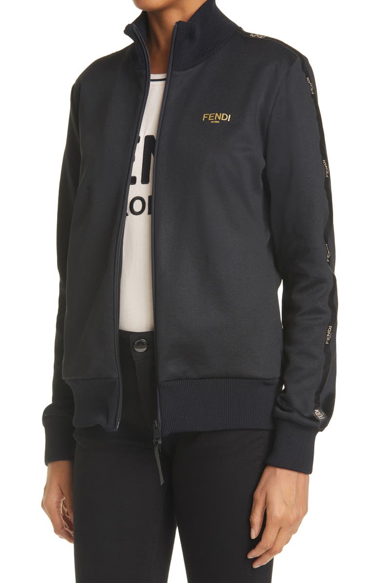 Fendi Logo Jersey Piqué Track Jacket, Alternate, color,