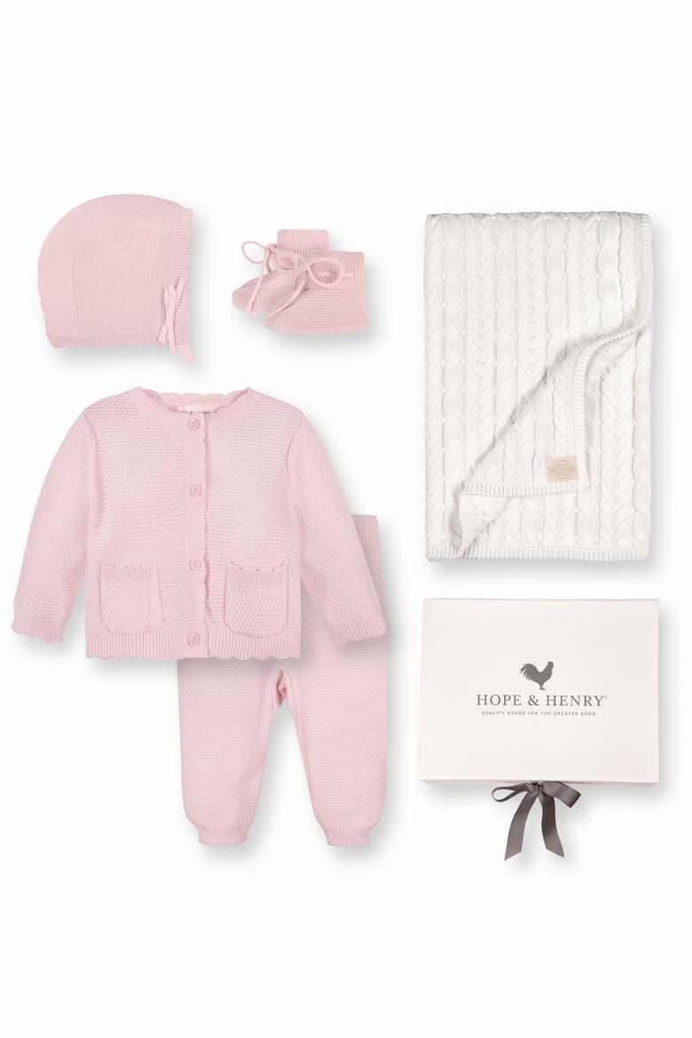 Baby Organic Cotton Sweater 5-piece Gift Set, Main, color, Pale Pink