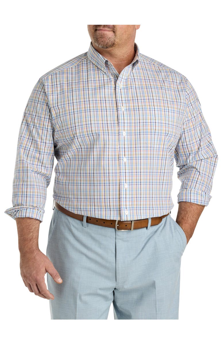 Oak Hill by DXL Big & Tall Medium Plaid Performance Sport Shirt, Main, color, Multi