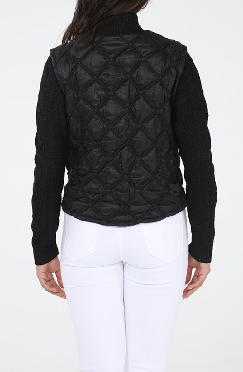 RAIN AND ROSE Faux Leather Mixed Media Bomber Jacket, Alternate, color, Black