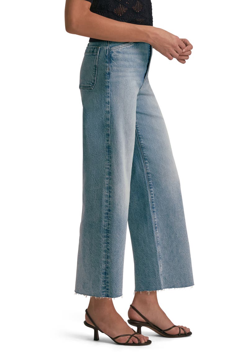 The Mischa Raw Hem Super High Waist Wide Leg Jeans, Alternate, color, SANTA BARBARA