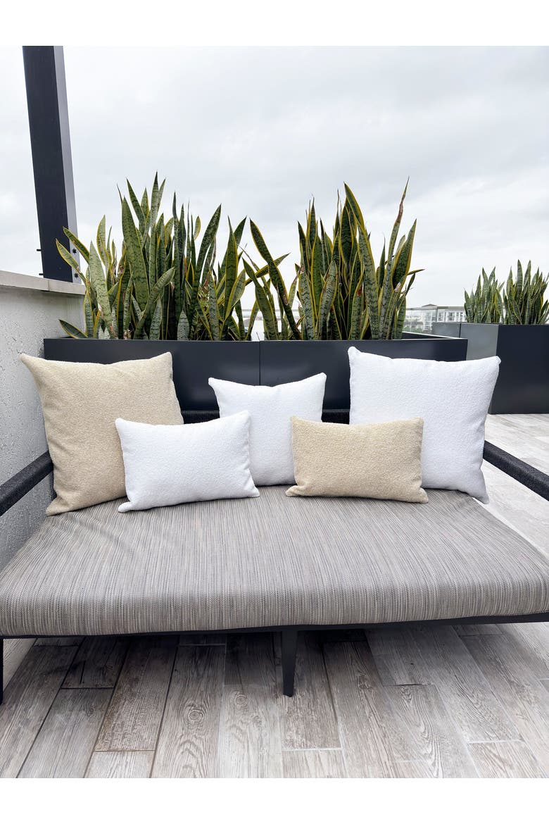 Boucle Indoor Outdoor Pillow, Alternate, color, White