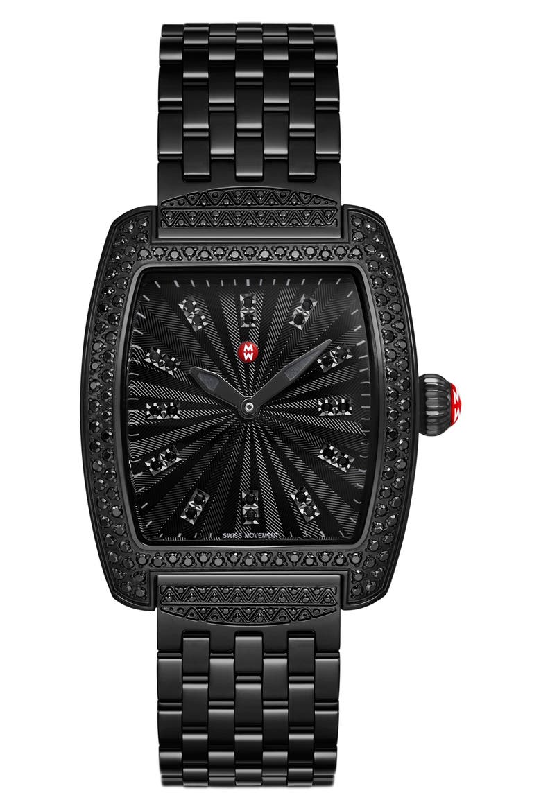 Mini Urban Noir Diamond Bracelet Watch, 29mm x 35mm, Main, color, BLACK