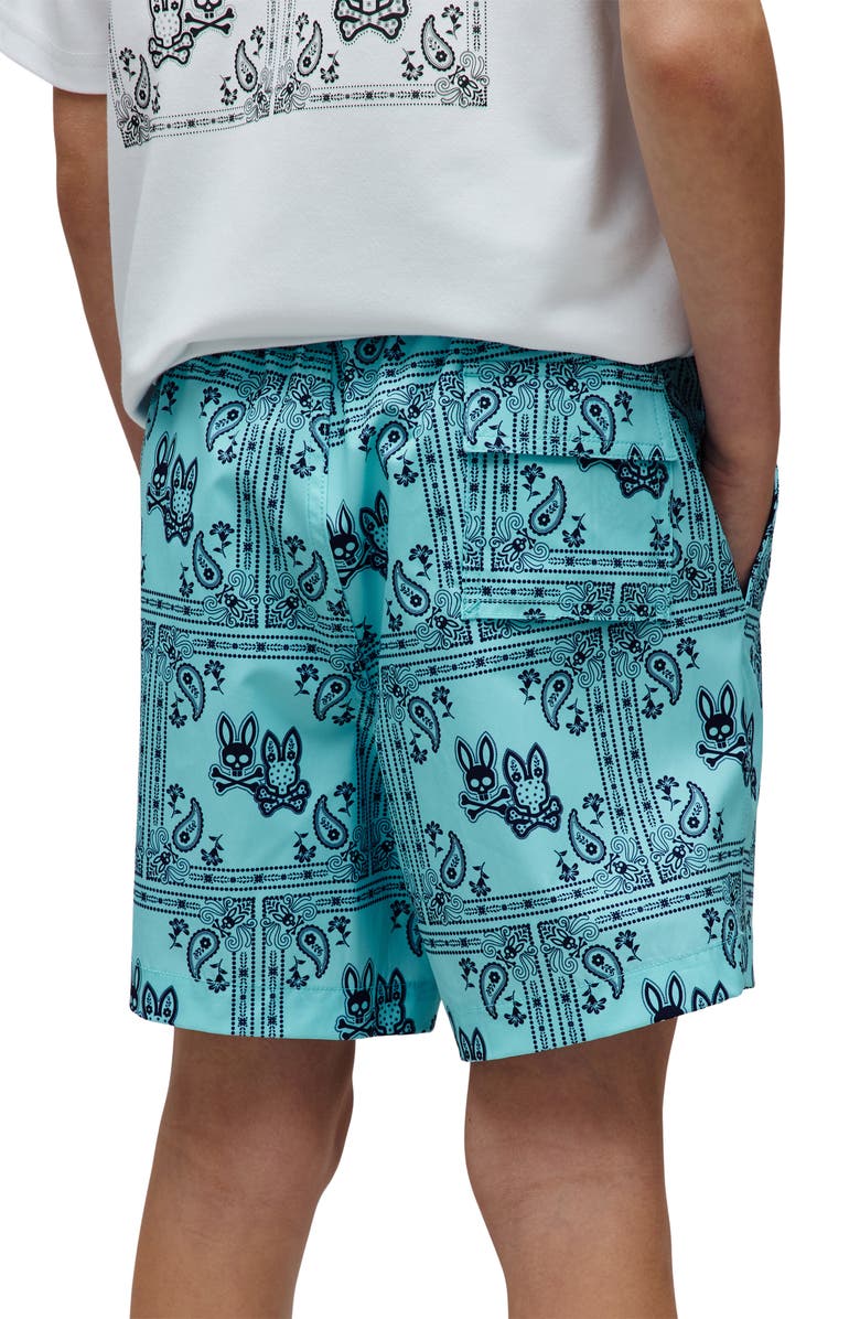 Psycho Bunny Kids' Luke Paisley Print Swim Trunks, Alternate, color, Antigua Sand