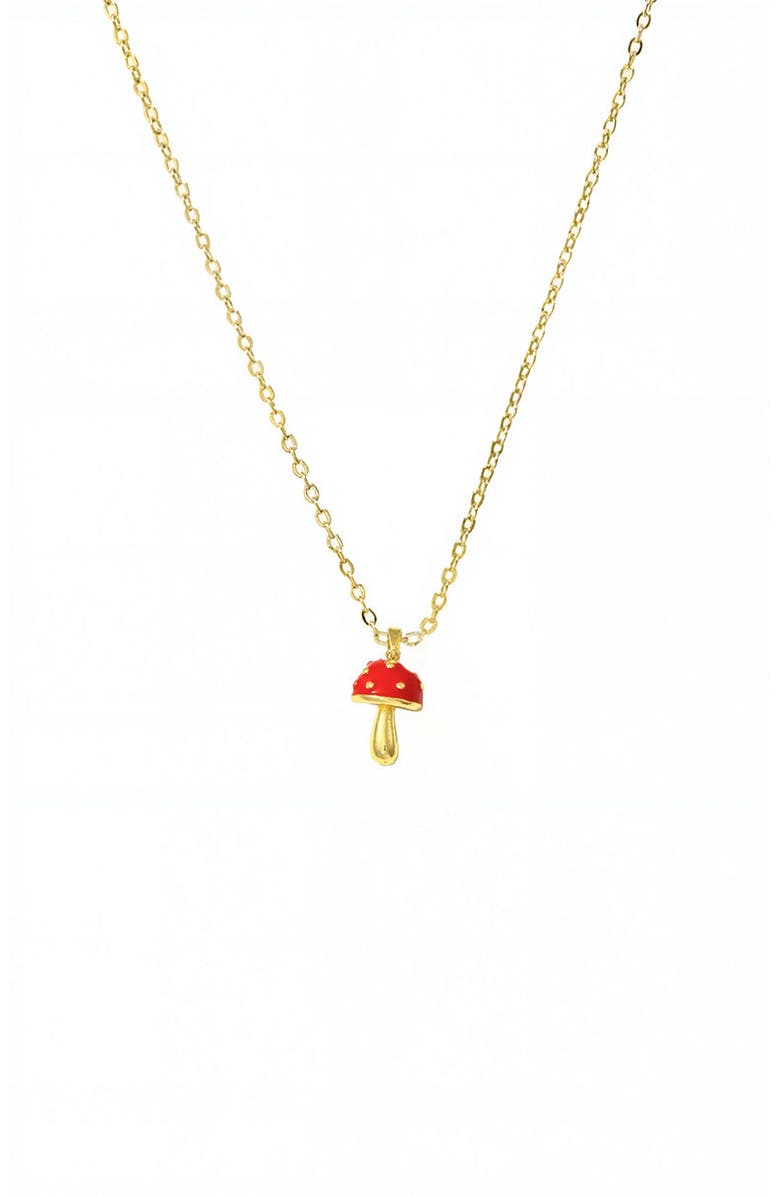BY ADINA EDEN Red Enamel Mushroom Pendant Necklace, Main, color, Red
