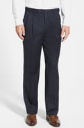 Berle Self Sizer Waist Pleated Classic Fit Wool Gabardine Dress Pants