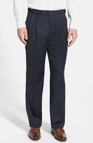 Berle Self Sizer Waist Pleated Classic Fit Wool Gabardine Dress Pants