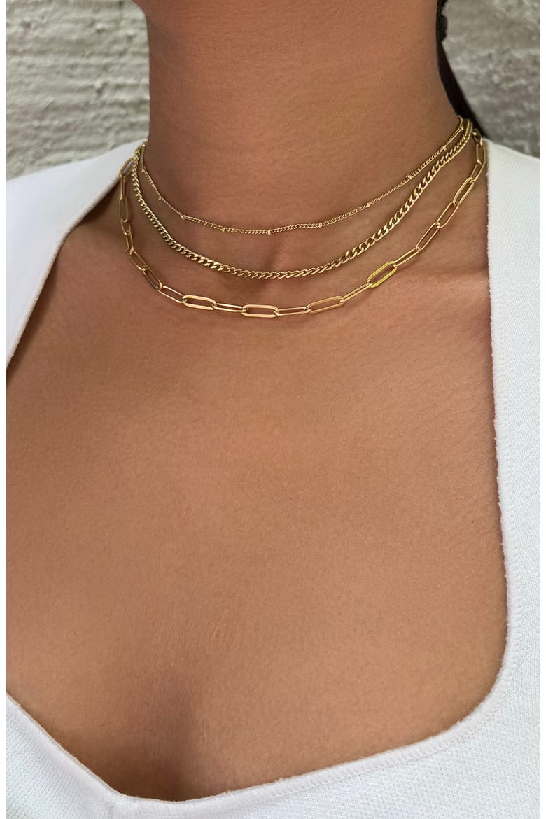 Tarnish Resistant Set of 3 Assorted Chain Necklaces, Alternate, color, GOLD