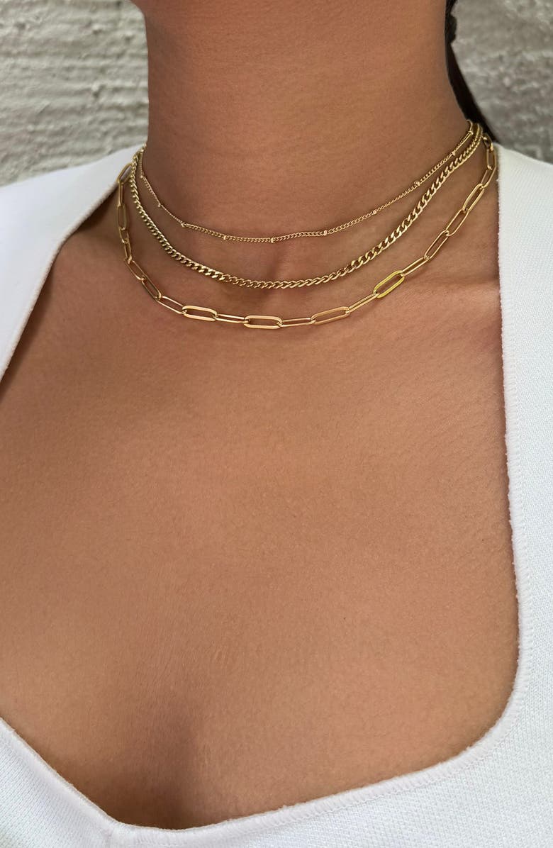 Adornia Tarnish Resistant Set of 3 Assorted Chain Necklaces, Alternate, color, Gold