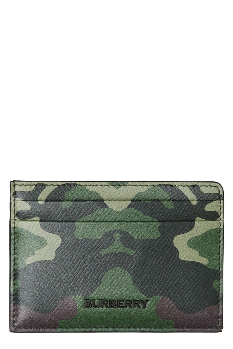 Kier Camo Leather Card Case, Main, color, MANGROVE GREEN
