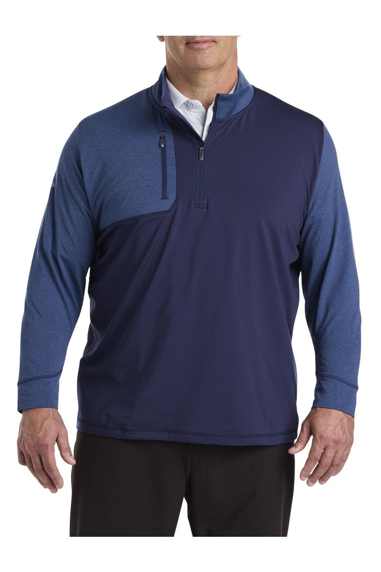 Big & Tall 1/2-Zip Mixed Media Pullover, Main, color, PEACOAT