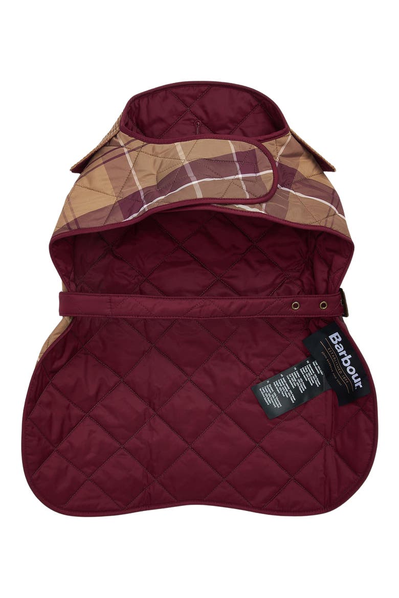 Quilted Tartan Dog Coat, Alternate, color, MUTED CABERNET