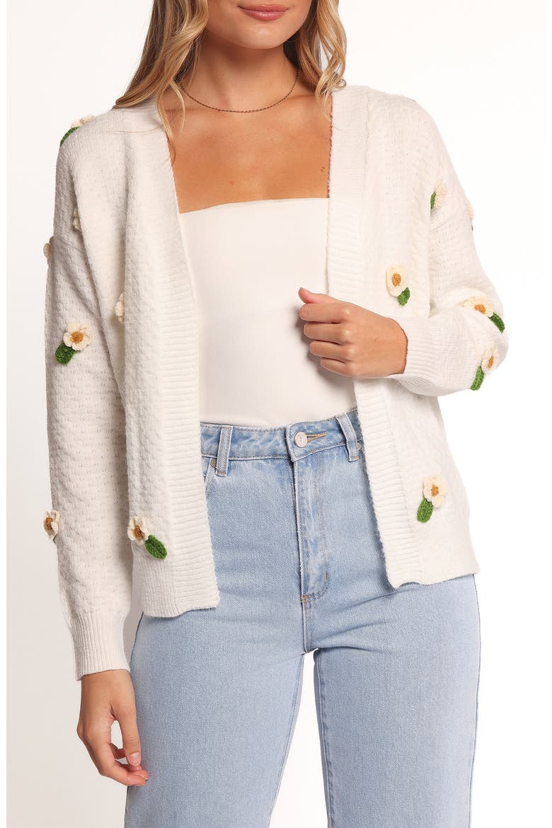 Jazzie Floral Cardigan, Main, color, WHITE