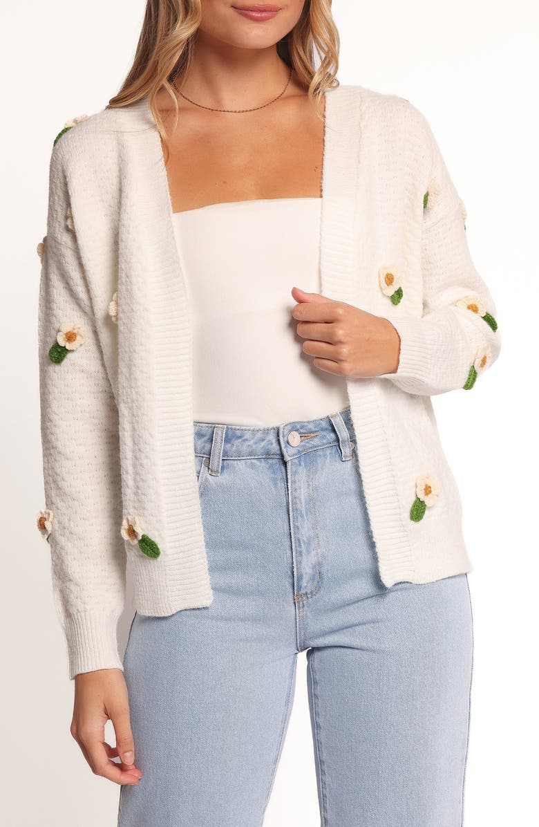 Petal & Pup Jazzie Floral Cardigan, Main, color, White