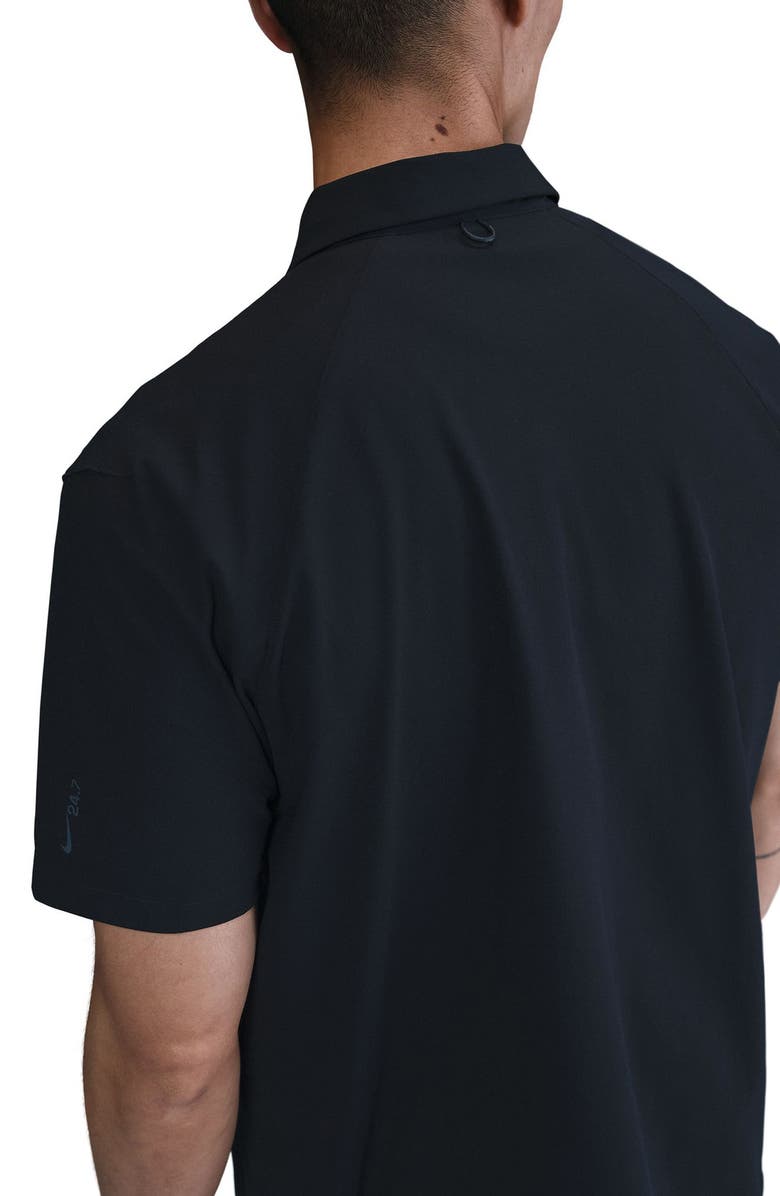 Nike 24.7 PerfectStretch Dri-FIT Short Sleeve Button-Up Shirt, Alternate, color, Black/ Dark Smoke Grey