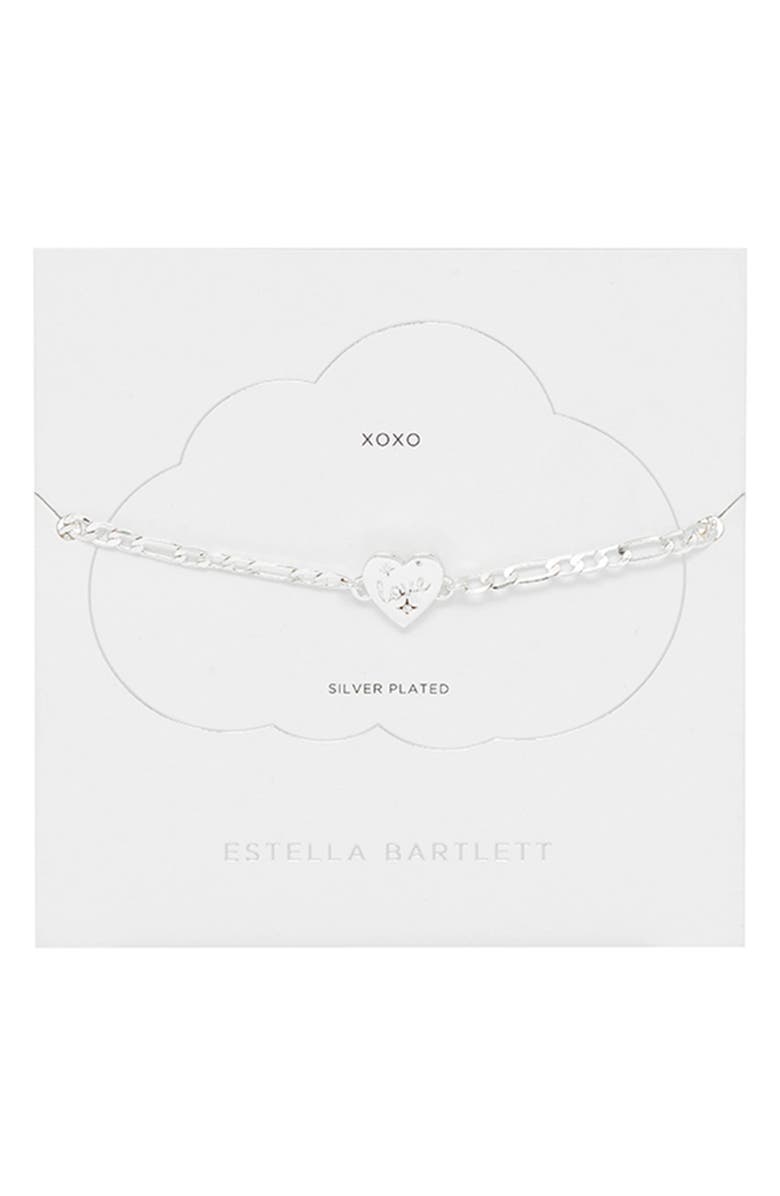 Estella Bartlett Engraved Love Heart Figaro Chain Necklace, Main, color, 