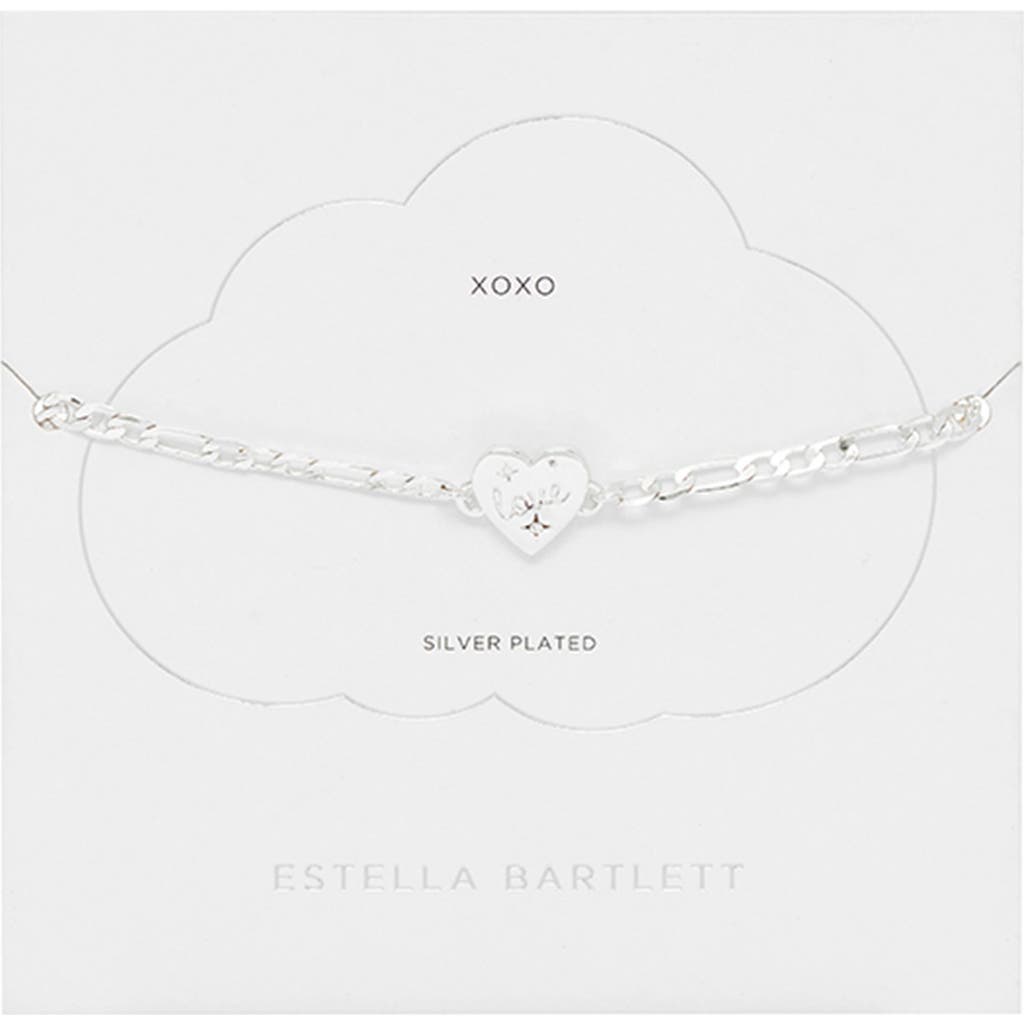Estella Bartlett Engraved Love Heart Figaro Chain Necklace
