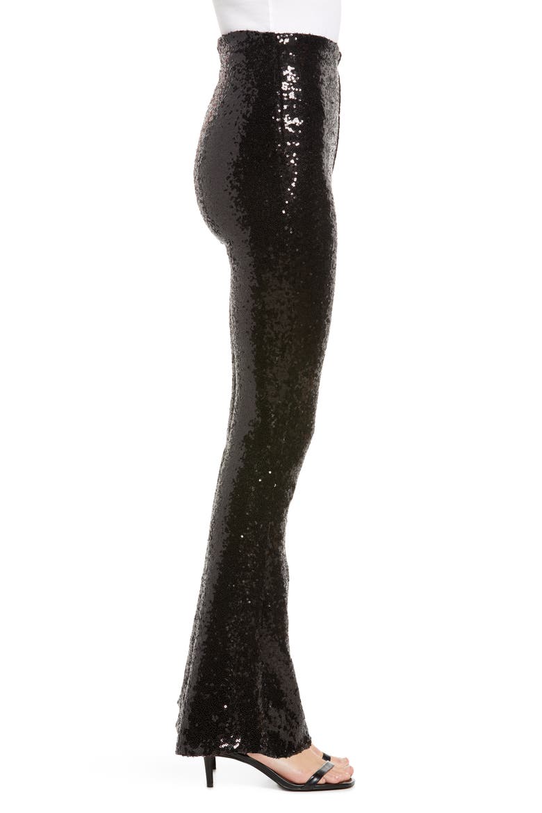 Sequin Flared Leggings, Alternate, color, BLACK