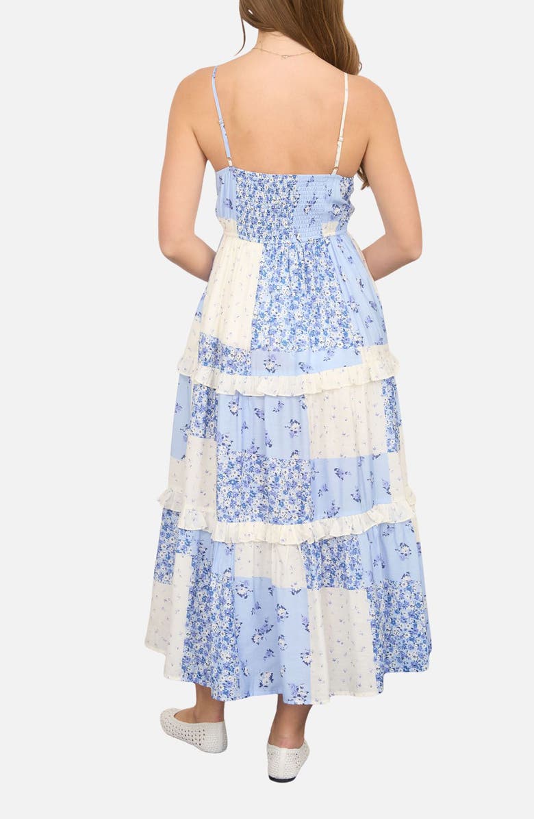 Blu Pepper Patchwork Print Tiered Sundress, Alternate, color, Blue Multi