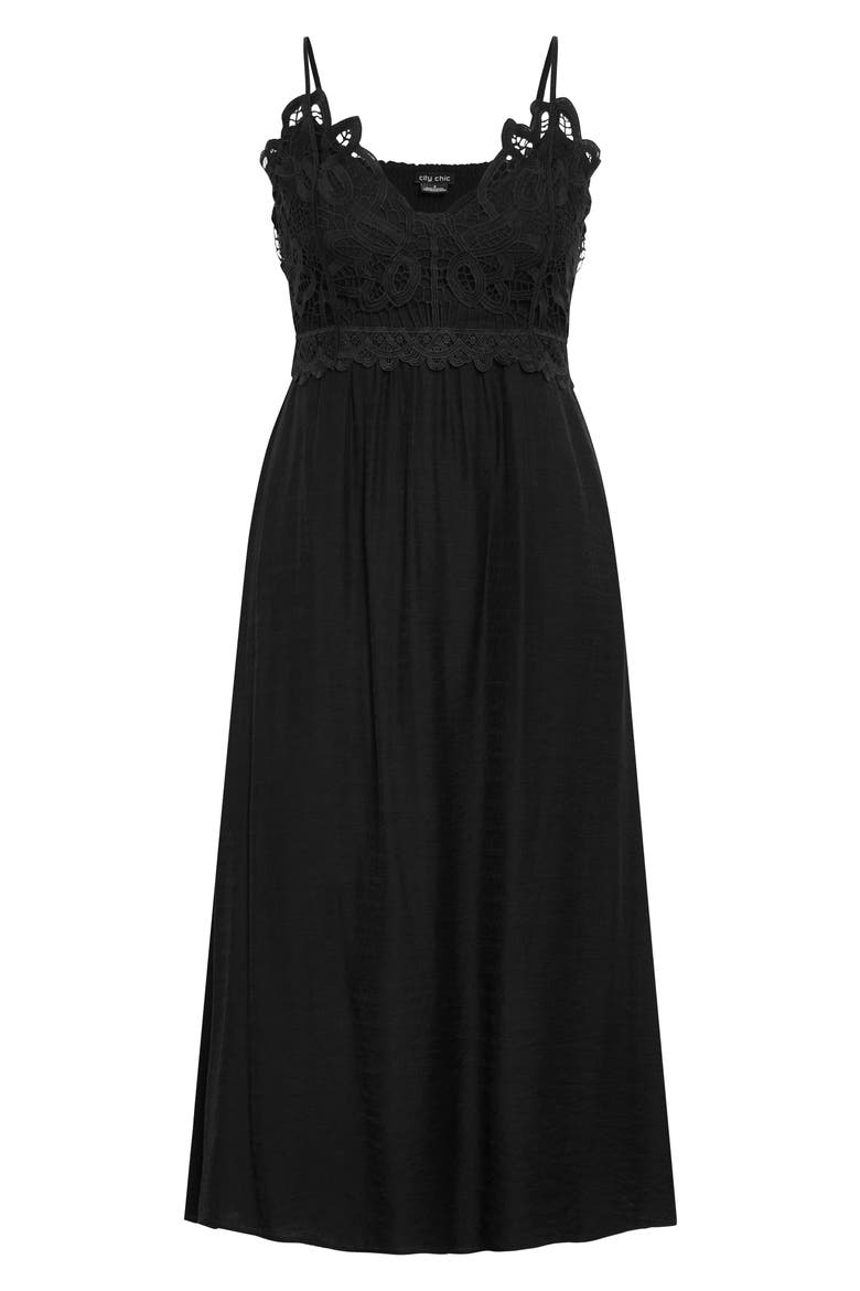 Martina Lace Trim Dress, Alternate, color, BLACK