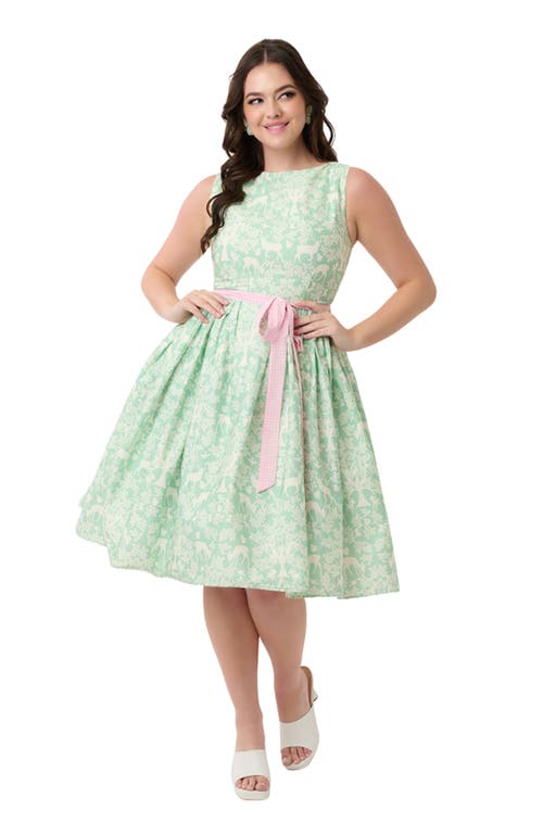 UNIQUE VINTAGE UNIQUE VINTAGE SLEEVELESS BELTED SWING DRESS