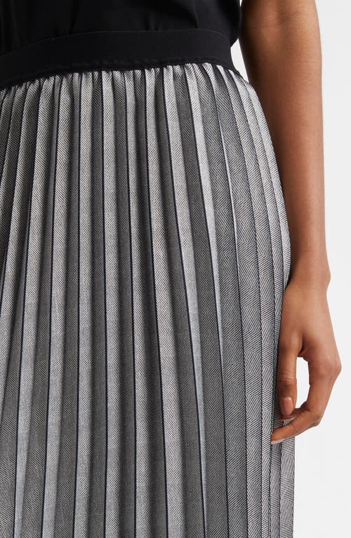 Reiss Grey Checked Pleated Midi Skirt In Grey