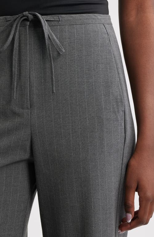 Mango Chalk Stripe Straight Leg Pants In Gray