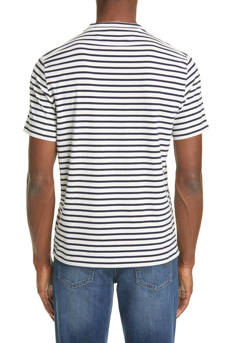 Stripe Cotton Crewneck T-Shirt, Alternate, color, WHITE/ NAVY