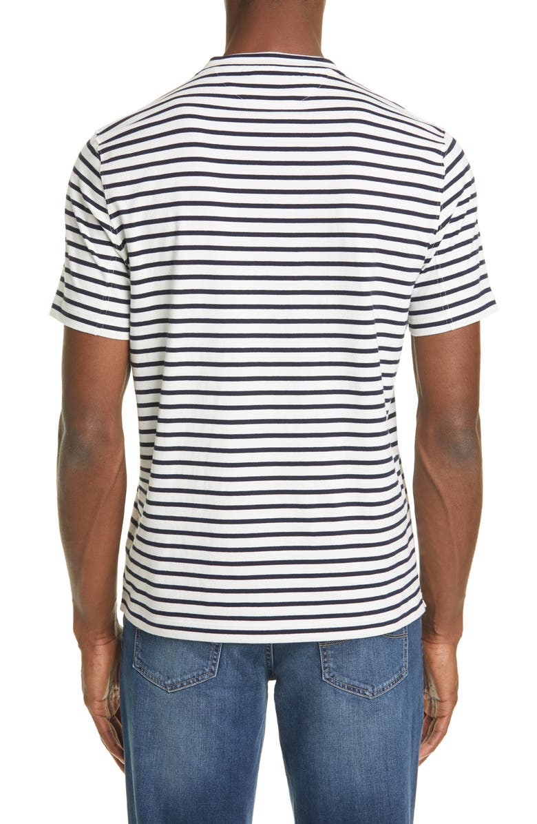 Brunello Cucinelli Stripe Cotton Crewneck T-Shirt, Alternate, color,