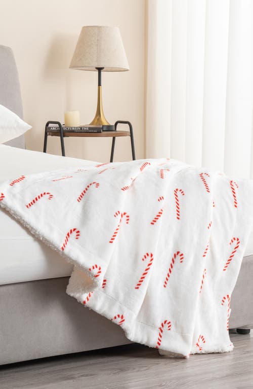 Woven & Weft Holiday Print Reversible Faux Shearling Throw Blanket